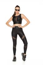 Legging Cirré Recorte em Tule Poliamida Sperafico Preto Legging Cirré Recorte em Tule Poliamida Sperafico Preto