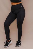 Legging Confort Bolso Treino Corrida - Preto - Tecido Power Blackout