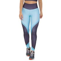 Legging Feminina Fitness Black Stripes Preto Azul