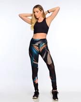 Legging Feminina Fitness Estampada Cós Alto Tule Preto Legging Feminina Fitness Estampada Cós Alto Tule Preto