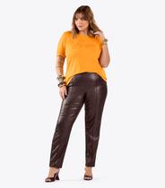 Legging Feminina material sintético Plus Size Secret Glam Marrom
