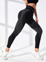 Legging FEMININO esportiva cintura larga com letras -Tamanho P