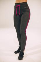 Legging Filete Suplex Alta Compressão Grafite c/ Pink