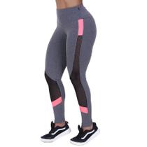 Legging fitness feminina poliamida recortes tela e neon orbis