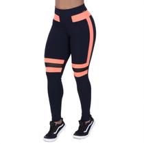 Legging fitness feminina recortes em tela e neon poliamida orbis