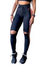 Legging Fitness Slit Faixa Rosa Lateral Drisheer Legging Fitness Slit Faixa Rosa Lateral Drisheer