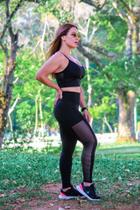 legging fitness tule lateral preta legging fitness tule lateral preta