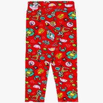 Legging Infantil Feminina Vermelha Estampada