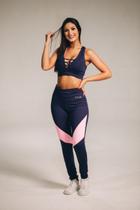 Legging Italianinha Aqua Alta Compressão Marinho c/ Rosa bb Legging Italianinha Aqua Alta Compressão Marinho c/ Rosa bb