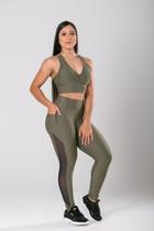 Legging Lusty Bolso Tela Wave Verde Militar Legging Lusty Bolso Tela Wave Verde Militar