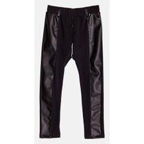 Legging Montaria com Recorte em Couro Preto - Momi