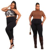 Legging Plus Size G1 Calça Feminina Peluciada Grosso Preta Suplex Flanelada Cintura Alta Zero Transparencia Legging Plus Size G1 Calça Feminina Peluciada Grosso Preta Suplex Flanelada Cintura Alta Zero Transparencia