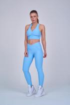 Legging Poly Steep Empina Bumbum Azul Frozen