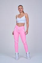 Legging Poly Steep Empina Bumbum Rosa Com Branco