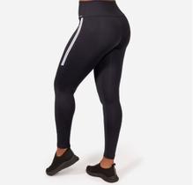 Legging Preta ROMANCE, Cós Duplo Cintura Alta Suplex Power Detalhe Lateral com logo