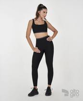 Legging Rib Shine Alto Giro Preto