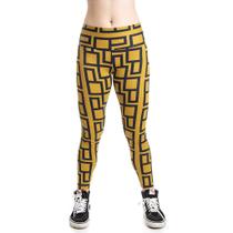 Legging Suplex Básica Cintura Média Geometric Amarelo Feminino