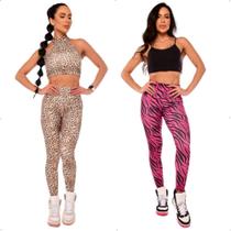 Legging Vibs Cós Duplo Kit com 2 Estampas Legging Vibs Cós Duplo Kit com 2 Estampas