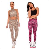 Legging Vibs Fitwear Cós Franzido Kit com 2 Estampas Legging Vibs Fitwear Cós Franzido Kit com 2 Estampas