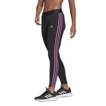 Leggings adidas Essentials de 3 listras para mulheres - preta/lilás