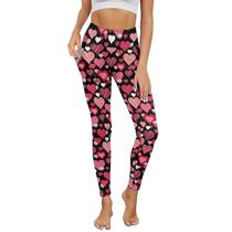 Leggings AFPANQZ Heart Valentine Day de cintura alta para mulheres