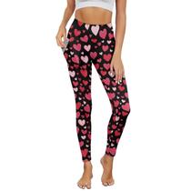 Leggings AFPANQZ Pink Red Hearts femininas para ioga com bolsos
