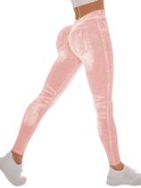 Leggings Bibabiba Faux Jeans Jeggings Scrunch Butt Lift Pink