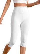 Leggings Capri Verdusa de cintura alta e branca dividida para mulheres Leggings Capri Verdusa de cintura alta e branca dividida para mulheres