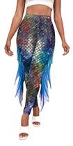 Leggings coloridas, cosplayer Mermaid Yoga Print, femininas, tamanho grande