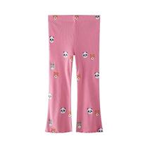 Leggings Com Estampa De Panda Para Meninas De 2 a 7 Anos, Calças Flare De Comprimento Total, Moda Leggings Com Estampa De Panda Para Meninas De 2 a 7 Anos, Calças Flare De Comprimento Total, Moda