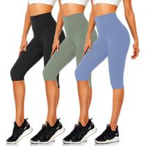 Leggings CTHH na altura do joelho, calças capri de cintura alta, femininas Leggings CTHH na altura do joelho, calças capri de cintura alta, femininas