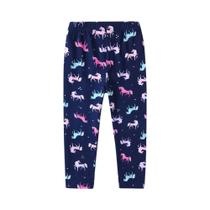 Leggings De Algodão Elástico Com Estampa De Unicórnio Para Meninas, Calças Casuais Para Crianças,