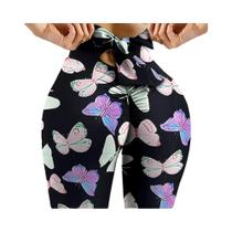 Leggings De Cintura Alta Com Estampa De Borboleta E Laço, Calças De Yoga Femininas, Tights Fitness
