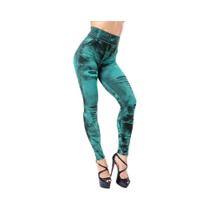 Leggings De Cintura Alta Slim Com Imitação De Jeans Para Mulheres, Sexy, Efeito Push Up, Moda Casual