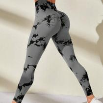 Leggings de Fitness Cintura Alta Tie Dye - Sem Costura, Modeladora e para Academia