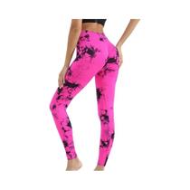 Leggings De Ginástica Femininas De Cintura Alta Com Estampa Tie Dye, Sem Costura, Efeito Push Up,