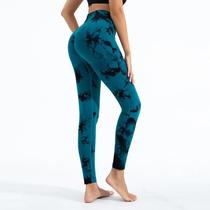 Leggings De Ginástica Femininas De Cintura Alta Com Estampa Tie Dye, Sem Costura, Efeito Push Up,