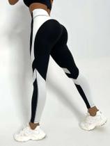 Leggings de ioga de dois tons com controle de barriga Calças esportivas Leggings de ioga de dois tons com controle de barriga Calças esportivas