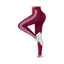 Leggings de Yoga Cintura Alta Listrada - Elástico, Fino e para Levantamento de Bumbum