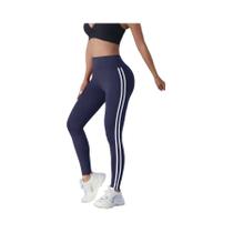 Leggings de Yoga Cintura Alta Listrada - Elástico, Fino e para Levantamento de Bumbum