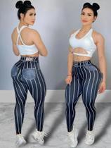 Leggings de Yoga com Cintura Alta - Listradas, Estampadas e Elásticas para Treino e Fitness