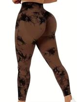 Legging Feminina HIGORUN Tie Dye - Cintura Alta Sem Costura Para Yoga E Academia