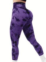 Leggings De Yoga Femininas De Cintura Alta Com Tie Dye E Controle De Abdômen, Sem Costura, Efeito