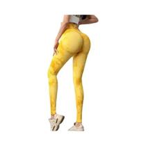 Leggings De Yoga Femininas De Cintura Alta Sem Costura Com Estampa Tie Dye, Efeito Push up Para