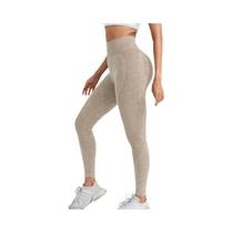 Leggings De Yoga Femininas De Cintura Alta Sem Costura, Efeito Levanta Bumbum, Com Acabamento Sand