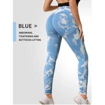 Leggings de Yoga Sem Costura com Cintura Alta Tie Dye - Fitness e Treino