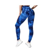 Leggings de Yoga Sem Costura com Cintura Alta Tie Dye - Fitness e Treino