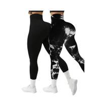 Leggings Esportivas Sem Costura De Cintura Alta Para Mulheres, Conjunto De 2 Peças Para Exercícios