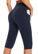 Leggings femininas BALEAF na altura do joelho, cintura alta, azul marinho, S Leggings femininas BALEAF na altura do joelho, cintura alta, azul marinho, S