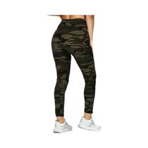 Leggings Femininas Camufladas De Alta Elasticidade Cinza Verde Casual Esportivas Sexy Fitness Retrô